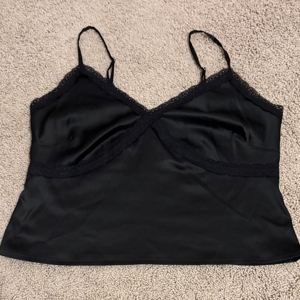 Colsie Black Camisole with Lace Detail